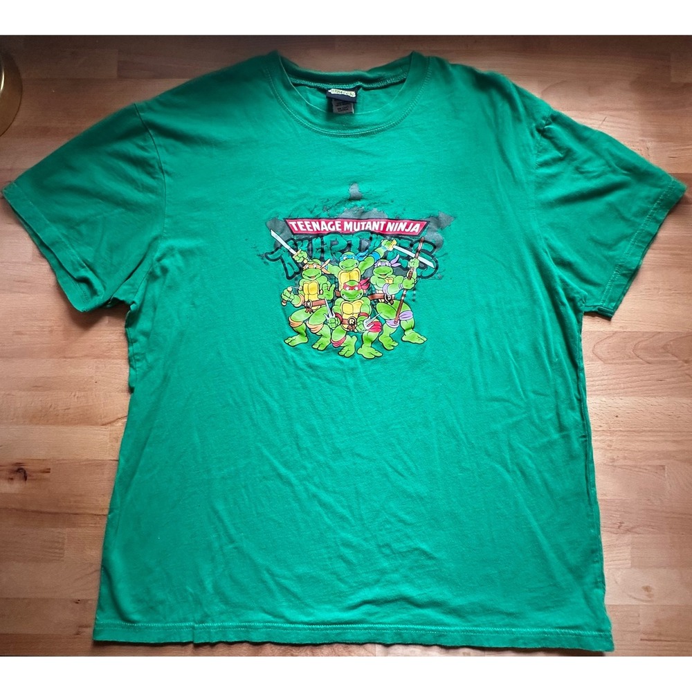 Teenage Mutant Ninja Turtles Green Crew Neck T-Shirt Mens Size Large